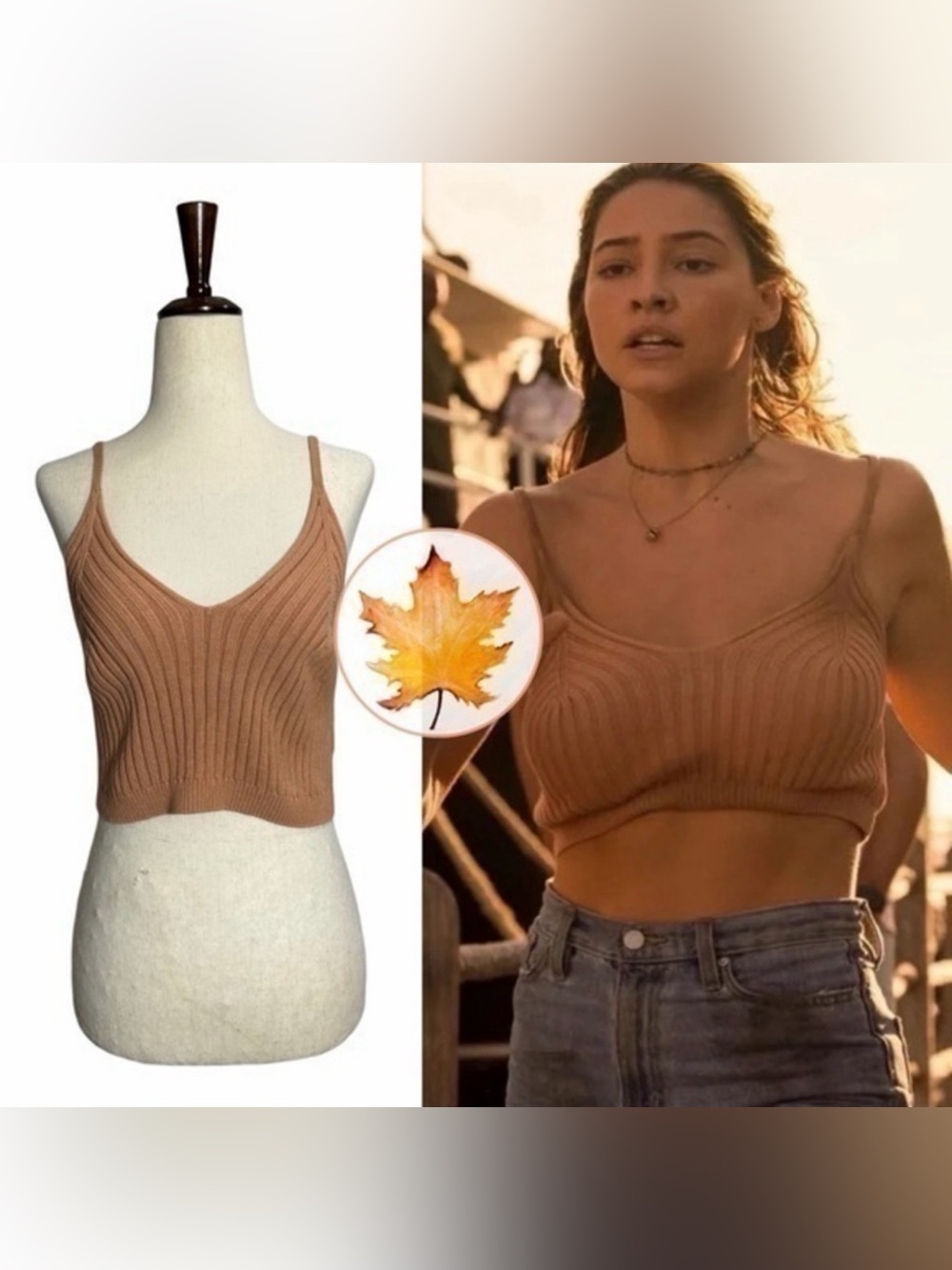 Free People • Corset Swit Ribbed Cropped Cami Fossil Clay S ASO Sarah Cameron